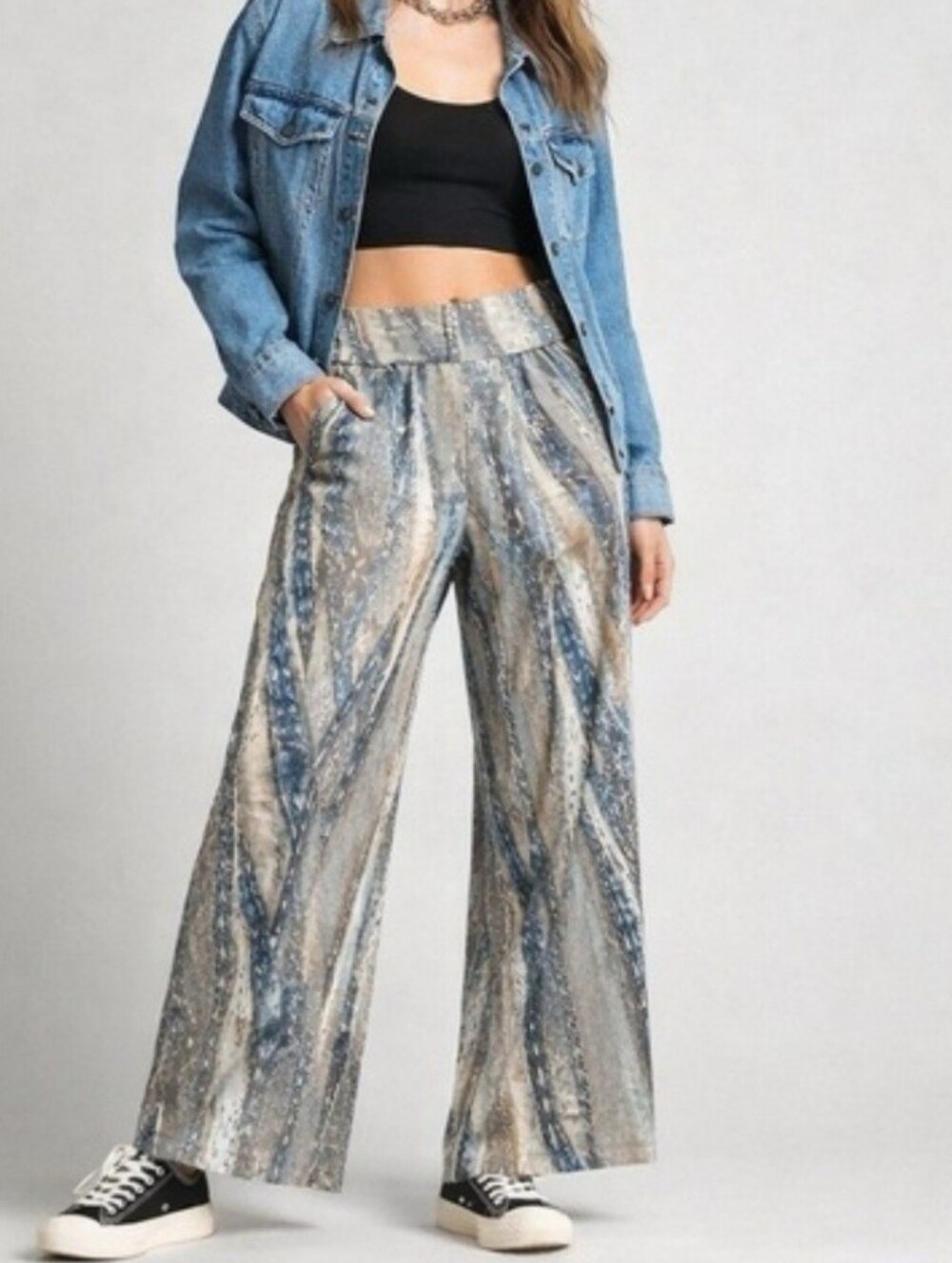 Clara Sun Woo Wide Leg Snakeskin Pants